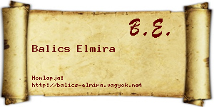 Balics Elmira névjegykártya